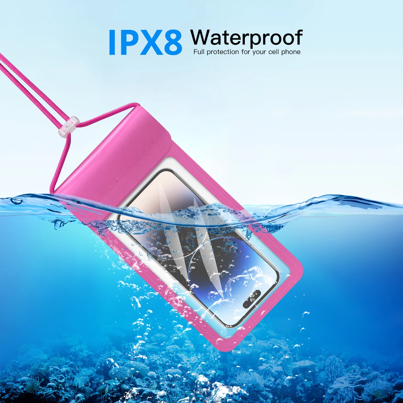 New Design 6.8 7.2 Inches Universal Waterproof Aquatic Cell Phone Bag Case Clear Diving Swimming Waterproof Bag For Phone