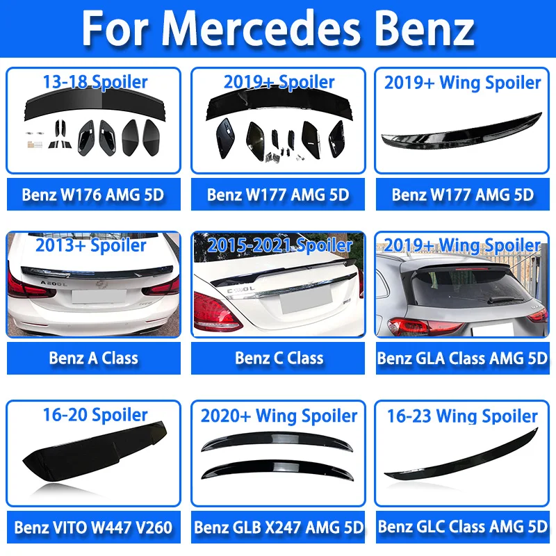 FOR MERCEDES BENZ MPV VITO W447 V260 V250 ABS REAR ROOF SPOILER Rear Lip Trunk Wings 2016-2019
