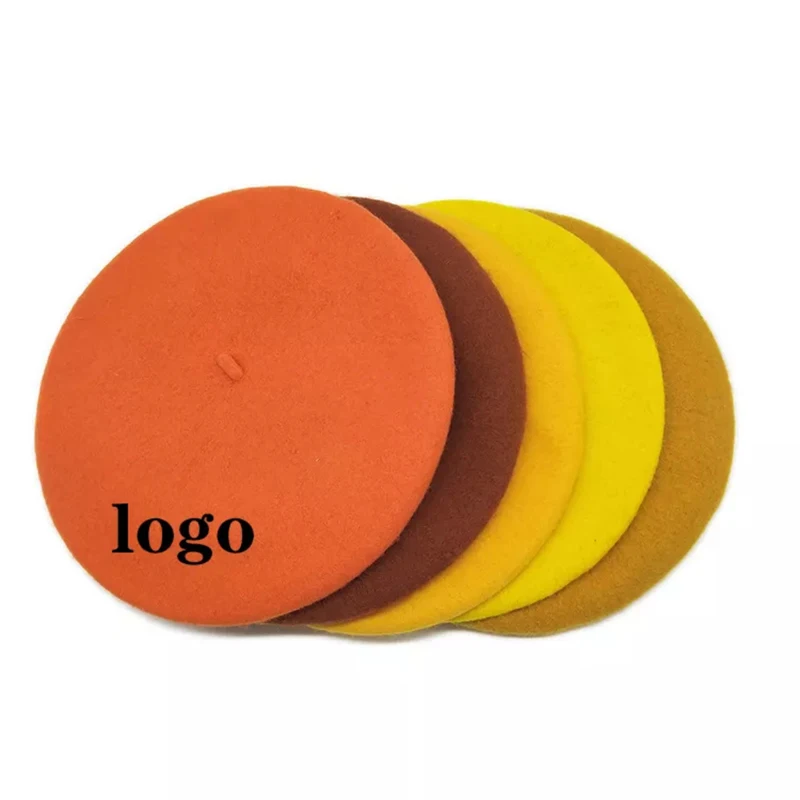 Custom Logo Plain Candy Color Hat Woolen Cloth Winter Cap Warm Beret Women Korean Beret Hat For Girl