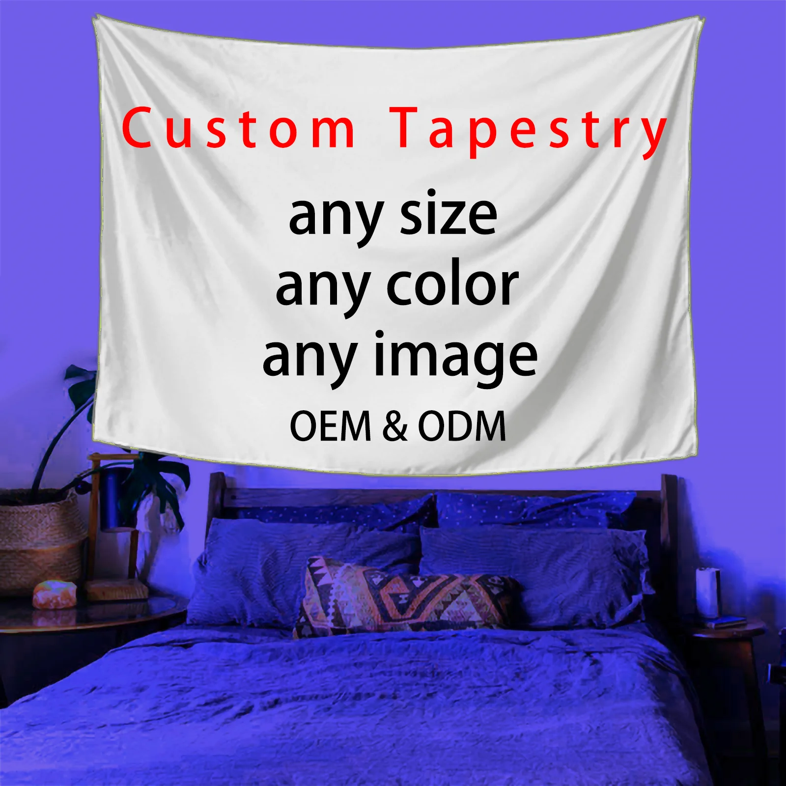 Fluorescent UV Reaction Printed Pattern Wall Hanging Tapestry Blacklight Tapestry for Home Decor