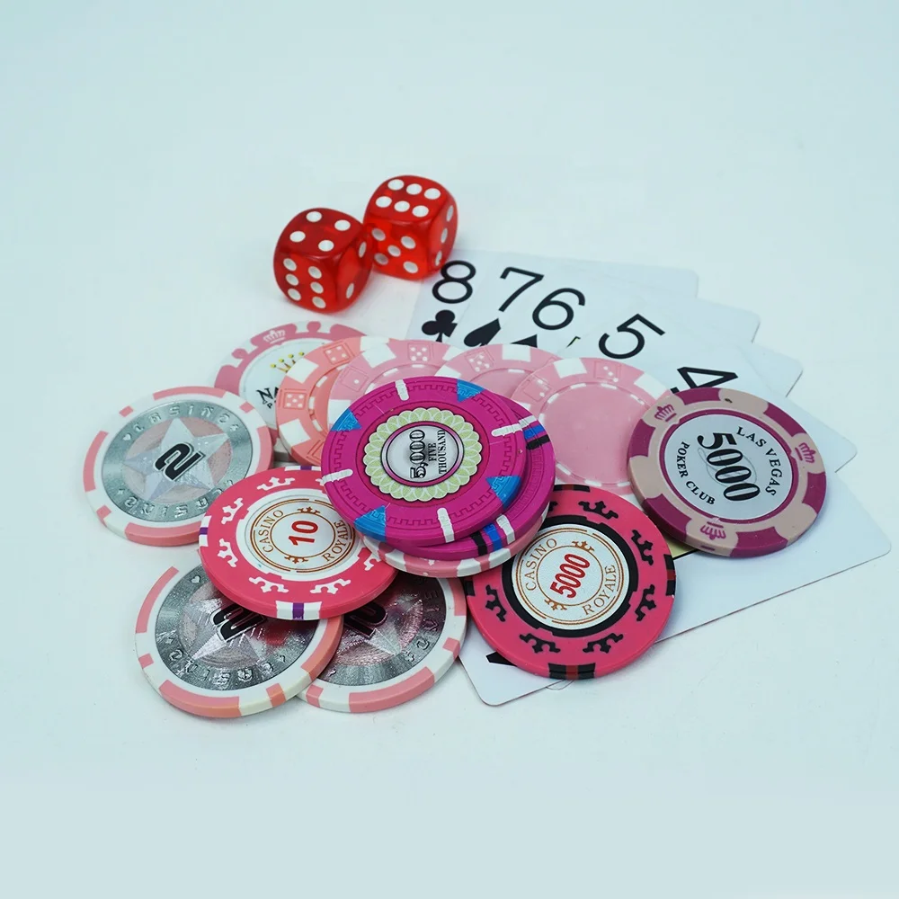 Professional custom pink casino poker chips kit clay or abs material 40mm diameter 14g from factory for gambling game