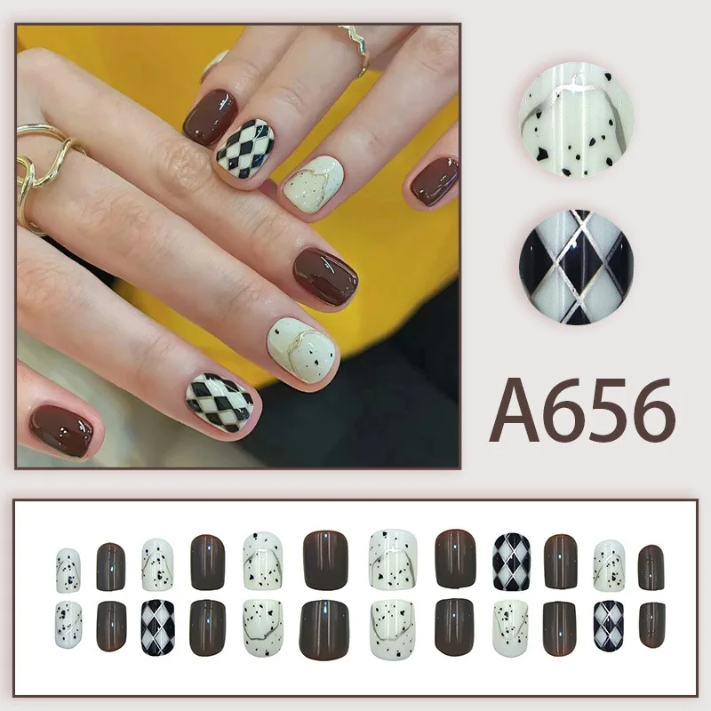 Bow Manicure Patch Black and White little fragrance Pearl diamond French bow tie explosive white wear nail