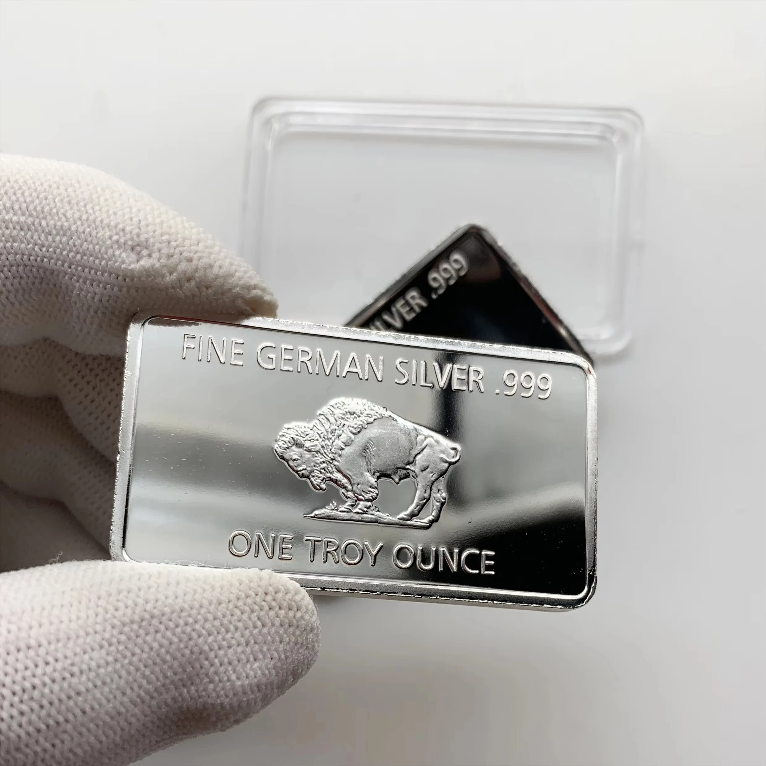 Non magnetic Alloy Metal Silver Plated German Mint One Troy Ounce Buffalo German Bullion Bar Coins