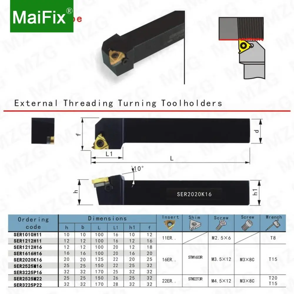 
Maifix SER3232P16 карбидный резак 22ER резьбовые Токарные Вставки CNC токарный станок держатель инструмента для внешней резьбы 