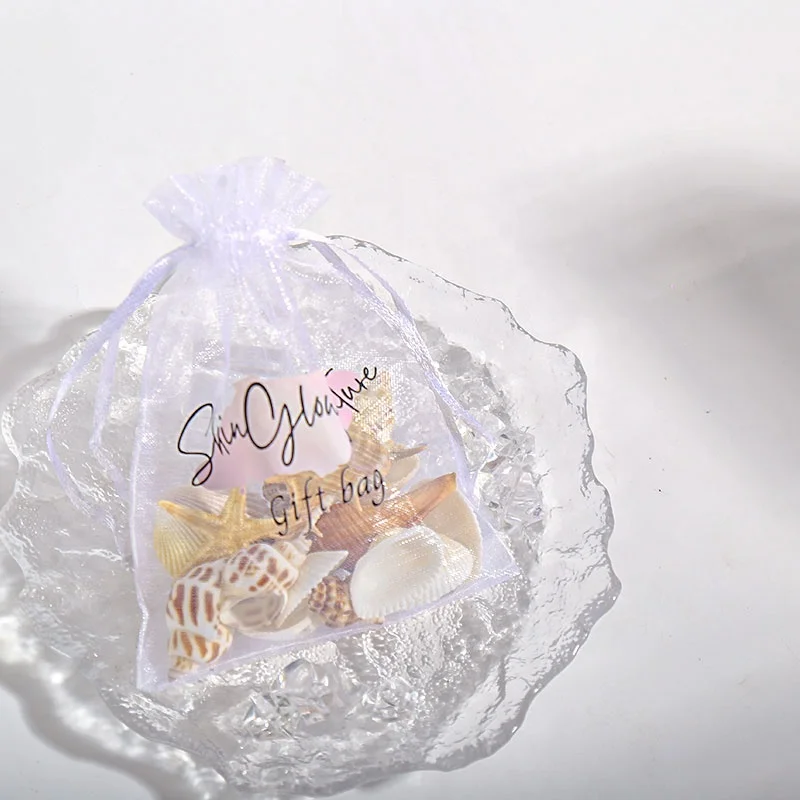 custom packaging logo white organza bags small gift pouch for party /wedding/ jewelry bags