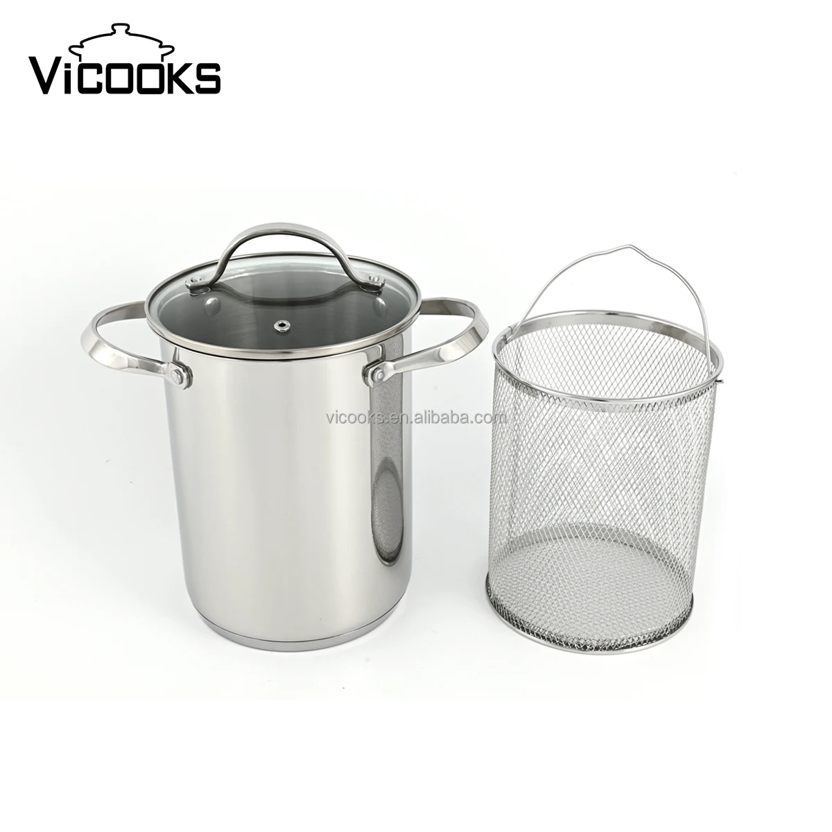 304 stainless steel high quality cooking asparagus pot with mesh basket 16cm non stick pasta pot with strainer lid