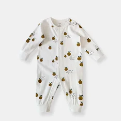 GOTS Certified Organic  Cotton Newborn Infant Baby Clothes Boy Girl Long Sleeve Printed Unisex Baby Romper Bodysuit