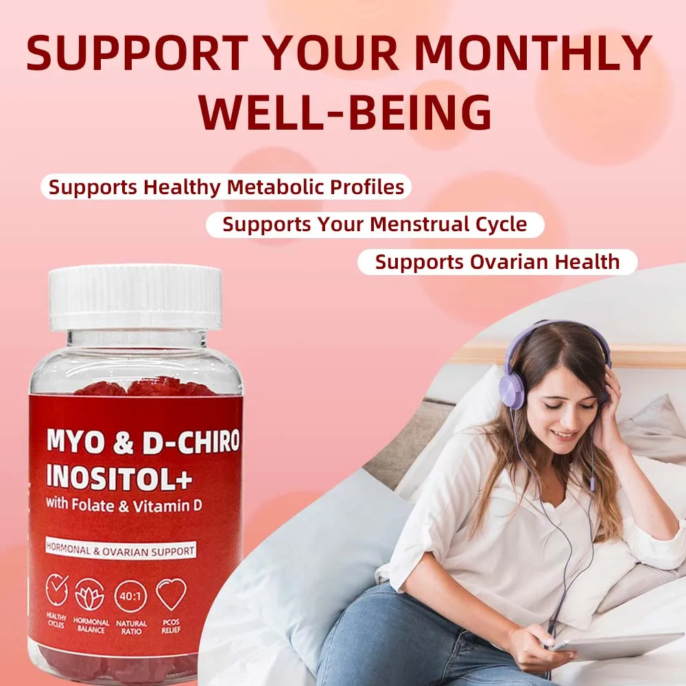 Product PCOS Capsules Happy Hormones Inositol Multivitamin Capsules Hot OEM Private Label New Women 5g Vegan Vitamins Sweet 150g
