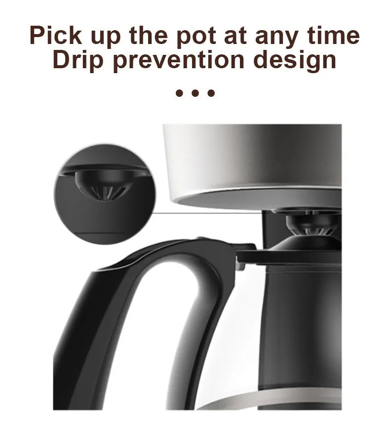 750ml Household Automatic Electric Coffee Maker Black 6 Cups 110V/220V Glass & Plastic Housing