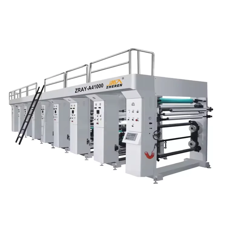 ZRAY-A 4/6/8color PVC Film Cellophane BOPP OPP PP Shaft Type Rotogravure Printing Press Machines 100m/min