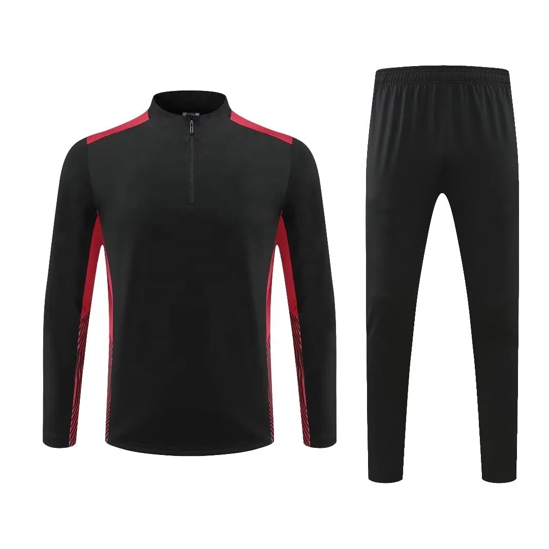 2022 Custom Logo  Warm Up Football Tracksuit Half Zip Sportswear for Kids and Men