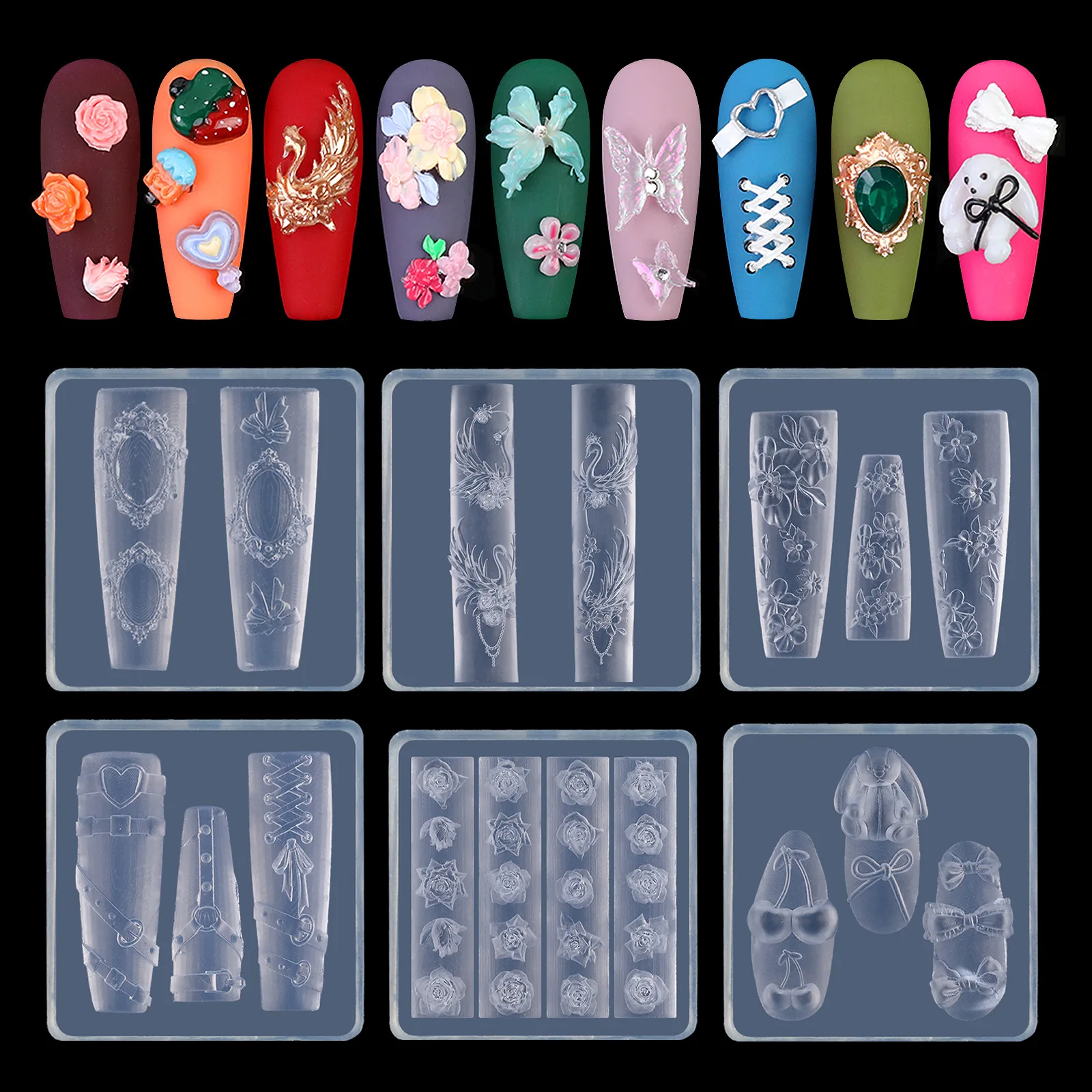New Stock Arrival Small Head Stamper Jelly Clear Nail Stampers Transparent Nail Art Silicone Mold French Lace Stamping Kit