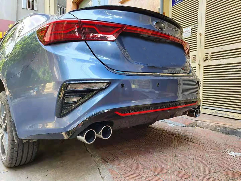 Низкая цена бампер KINGCHER для KIA K3 Forte Cerato 2019 2020 2021 задняя губа с двумя выхлопными