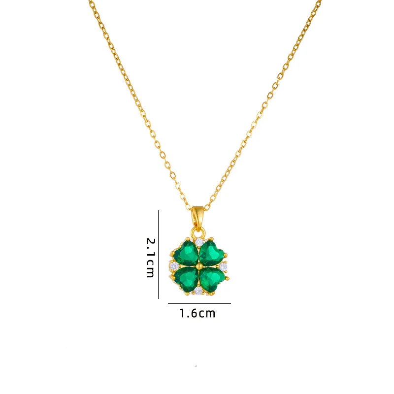 High Quality Four Leaf Clover Pendant Necklace Luxury Bling Crystal Lucky Charm Choker Women Fashion Fine Jewelry Accessories