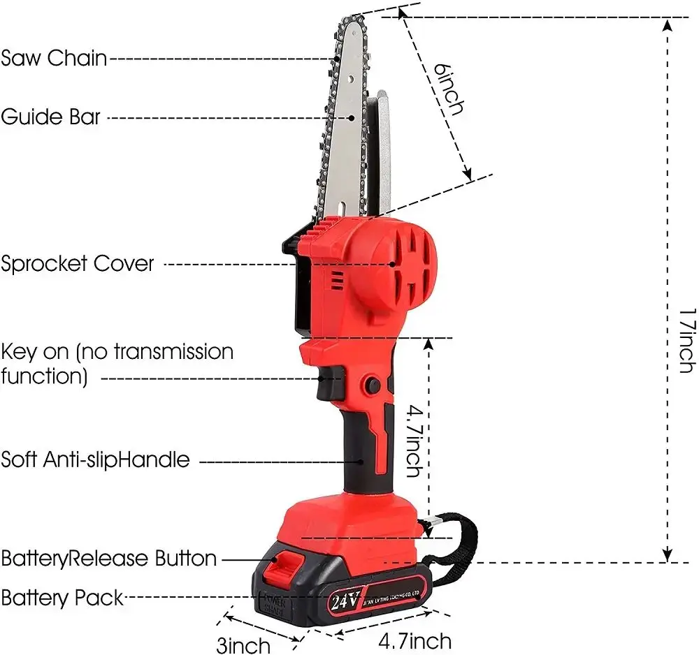 Portable Wood Cutting Machine Electric Chainsaw Cordless Mini Handheld 6 Inch Chainsaw