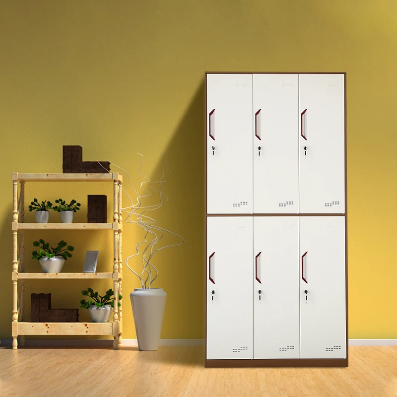 New design steel 6 door high quality metal cabinet wardrobe storage locker