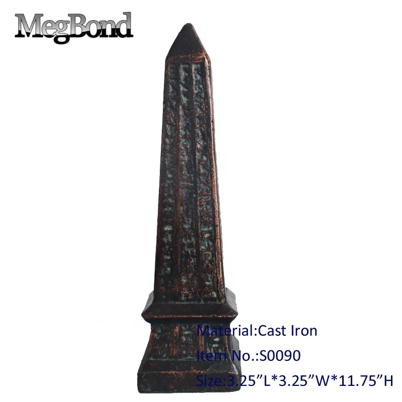 Antique bronze cast iron Egyptian traditional obelisk in metal material
