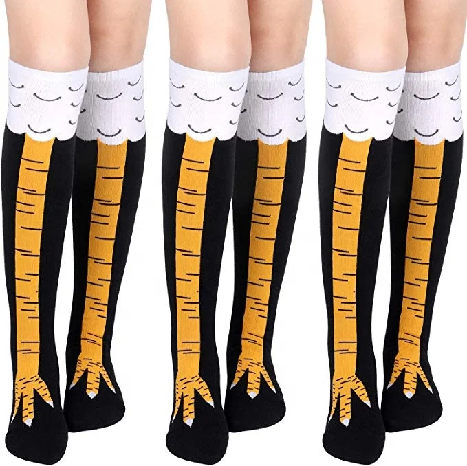 Funny Chicken Leg Knee Thigh High Gift Cartoon Feet Socks