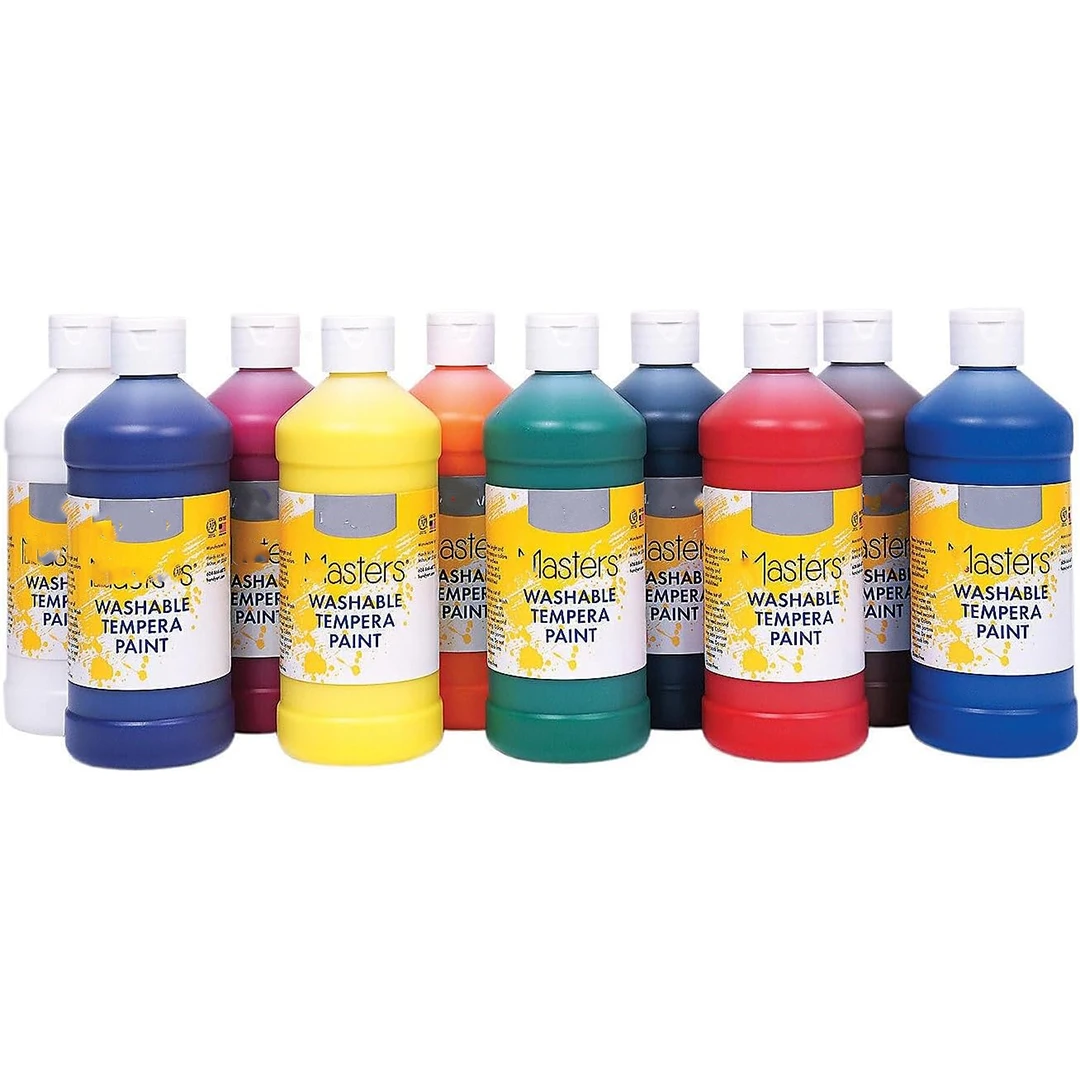 10 Pack Each 16 oz /473ml Non-Toxic Child-Safe Colors Perfect for Kids Art Projects Multi-Color Washable Tempera Paints Set