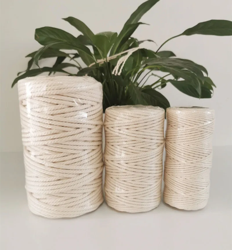 Оптовая продажа, термоусадочная упаковка, высококачественный витой шнур из чистого хлопка для макраме, 4 мм х 100 м