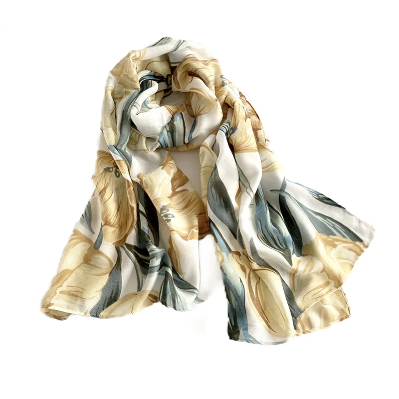 Custom Printed Designs Malaysia Women Sarong Muslim Turban Tulip Floral Premium Chiffon Hijab Scarf