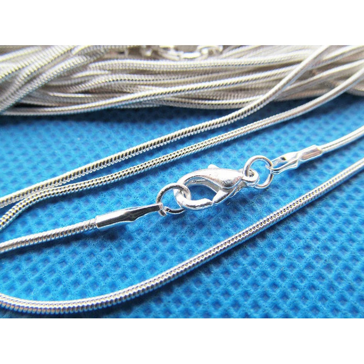 High Standard Solid Silver Plated Snake Link Chain Necklace Connector Charm Finding/6x10mm Lobster Clasp