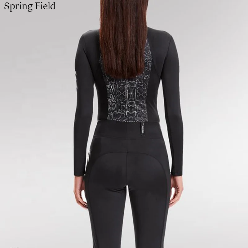 SF Equestrian  Baselayer Snake Animal Printing Sublimation  Horse Riding Matching Tracksuit AntiUV Tops Shirt Legging Set