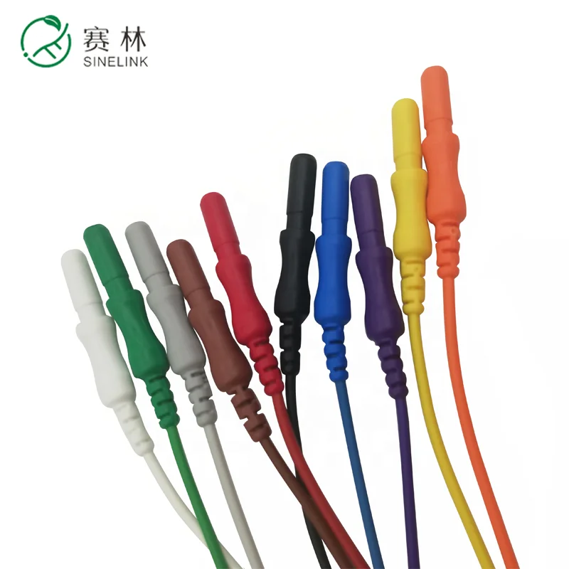 
Flexible medical snap button cable, 3/5/7/10 lead snap holter ECG EEG cable 