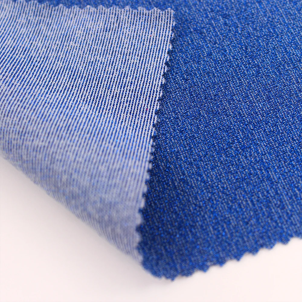 Custom Lightweight Metallic Lurex 94% Nylon 6% Spandex Fabric Stretch Jersey Material