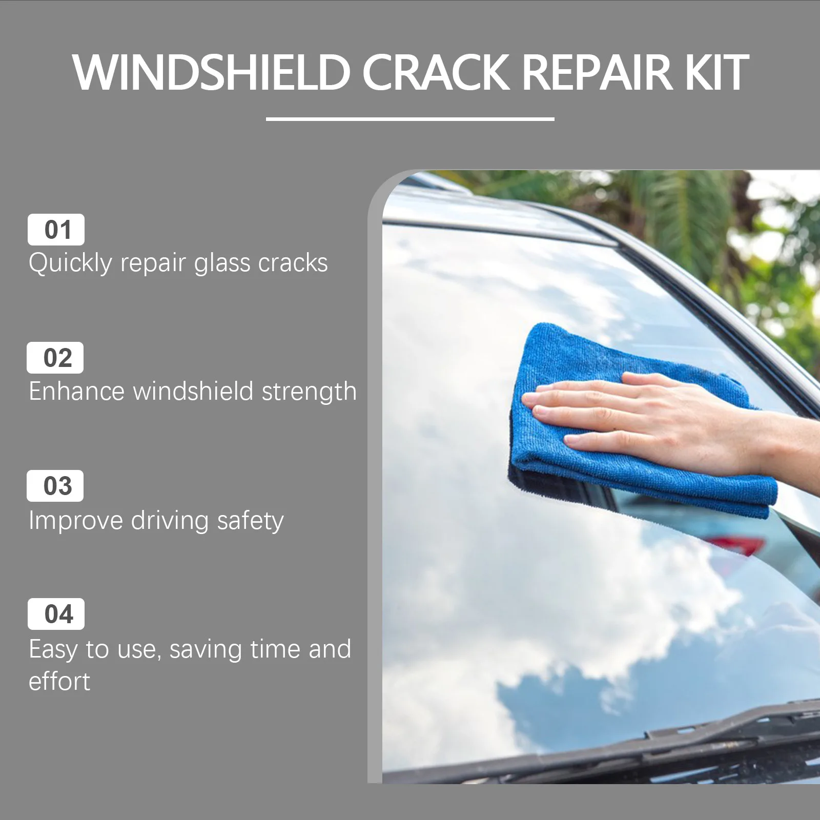 High quality Rayhong car front and rear glass crack prevention and scratch repair clear vision windshield repair adhesive kit