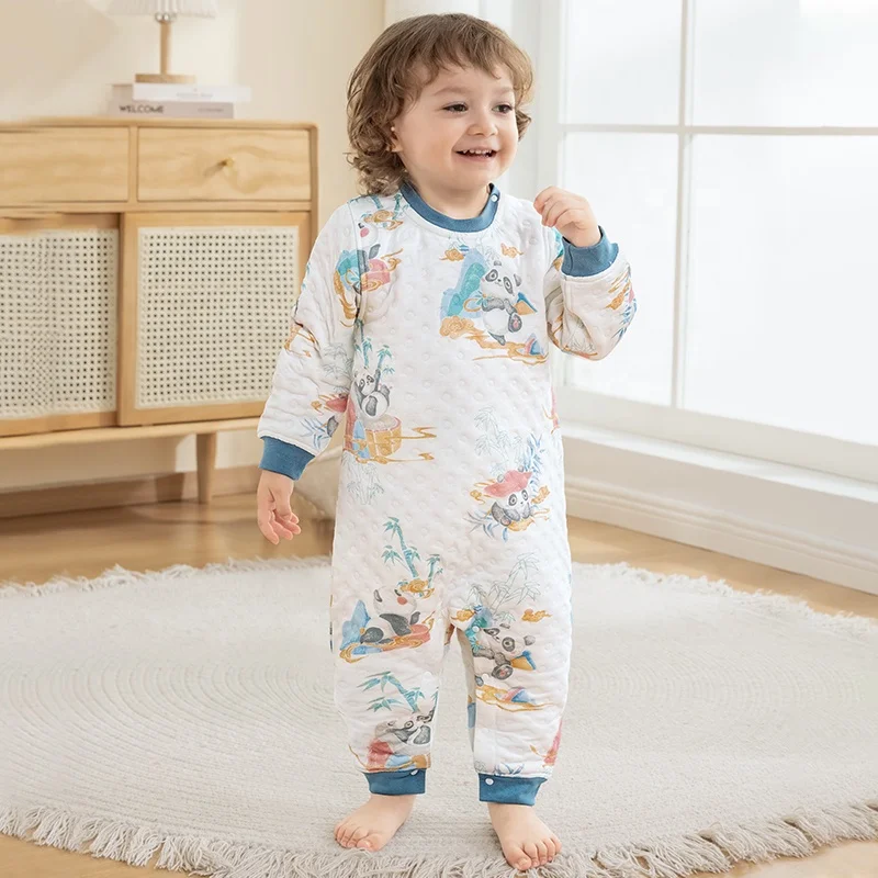 New Material Air Layer Bamboo Cotton Infant Toddler Sleep Pajama Set Warm Skin-friendly Children Sleep Clothes