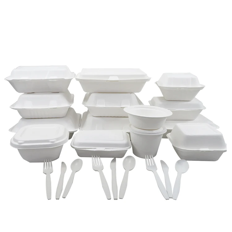 China Wholesale Compostable and Biodegradable Sugarcane Bagasse Food Containers