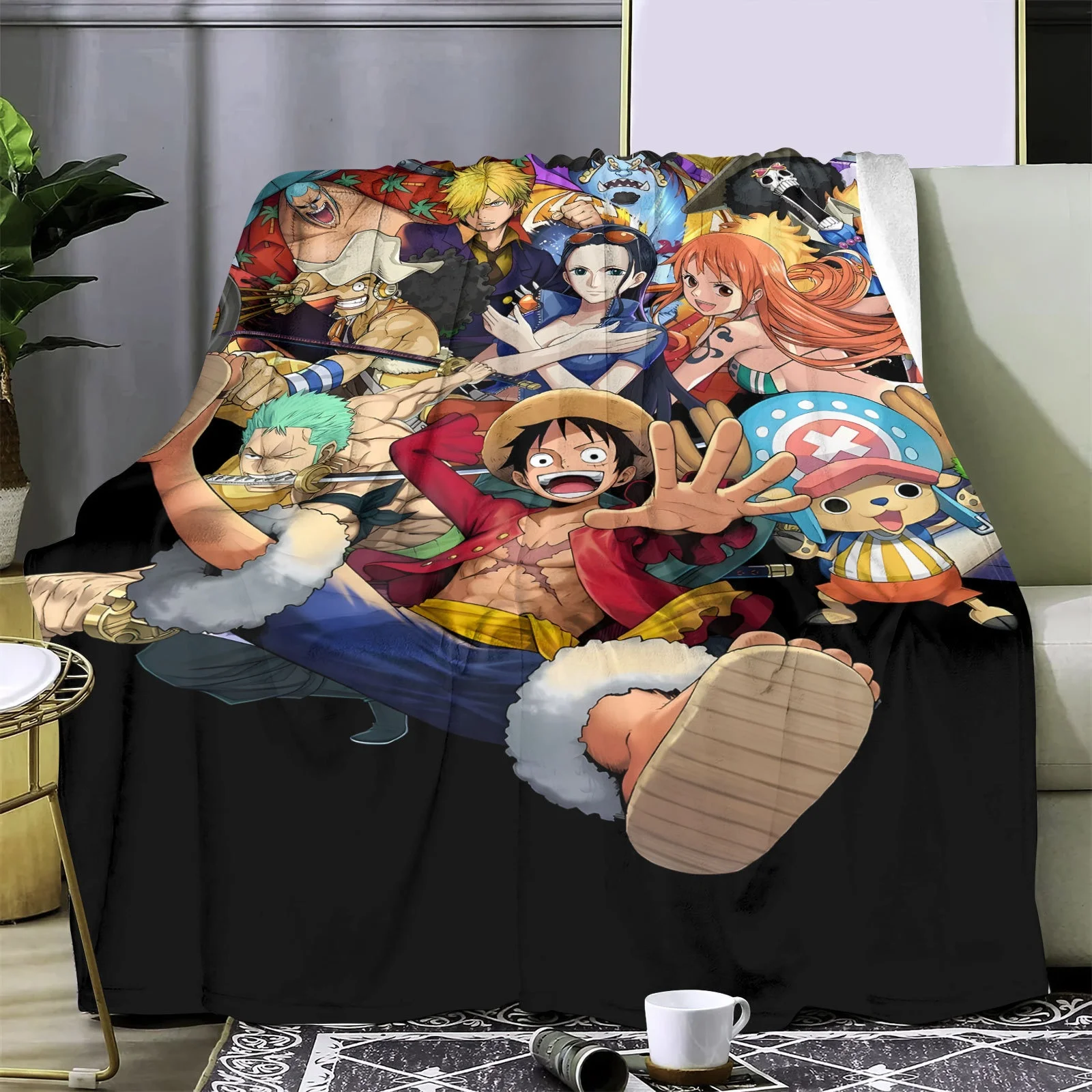 Personalized Custom Anime Characters Throw Flannel Blanket Cartoon Roles Poster Printed Anime Blankets