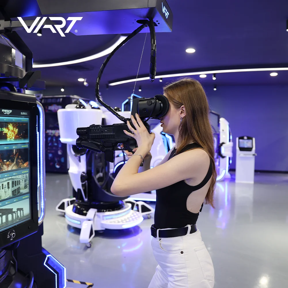 VART children indoor 3 player 9D virtual reality gun shooting game machine