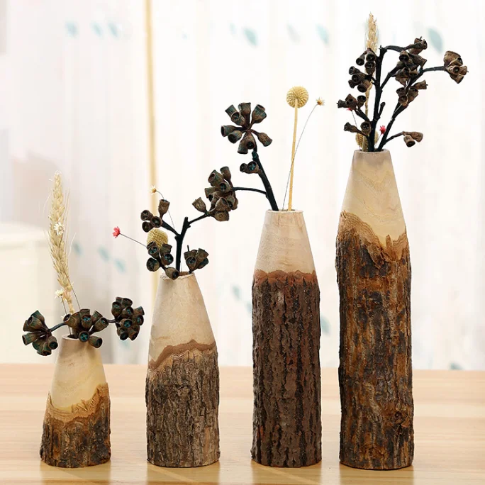 Пасторальный стиль Товары для дома свадебная розовая ваза для украшения дома, декорированные деревянные вазы для цветов