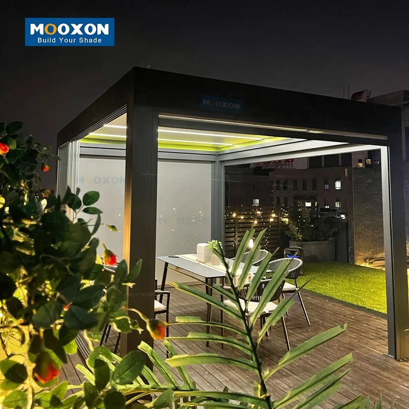 Pergola Modern Gazebo Tent Garden Outdoor Retractable Canopy Cover Patio Gazebo Awning Aluminum Pavilion