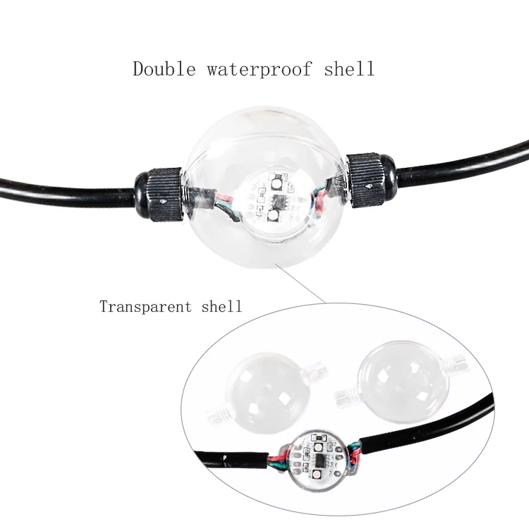 50mm 24v waterproof outdoor curtain 3d SPI led pixel sphere pixel ball string light