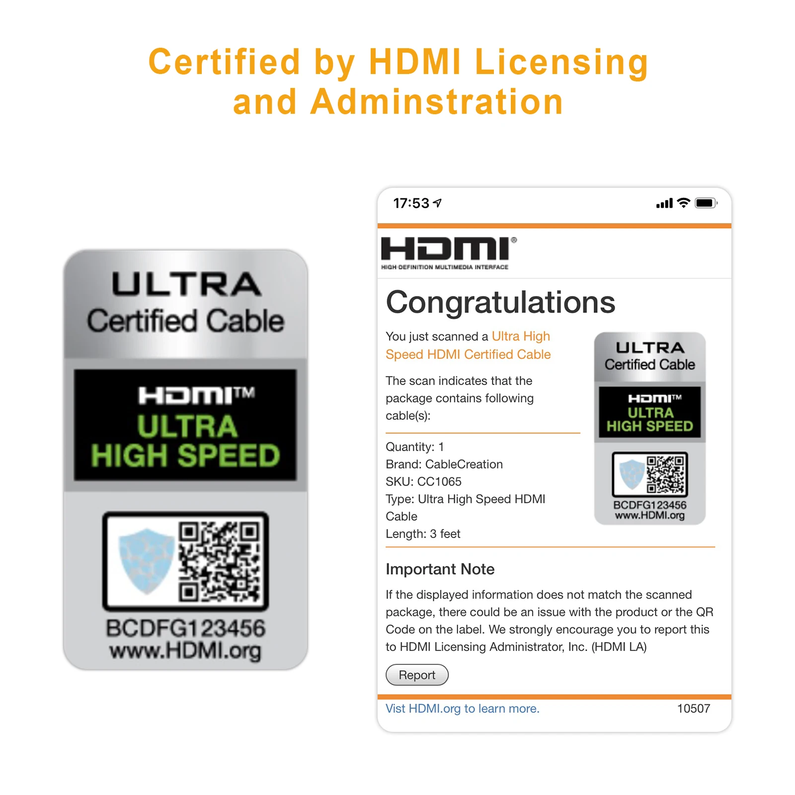 Высокоскоростной HDMI-кабель CableCreation сертифицированный HDMII2.1 8K 60 Гц 4K 120H 144 48 Гбит/с динамический HDR