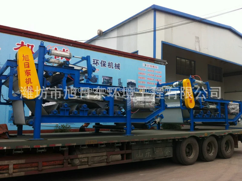 variable sludge mud moisture dewatering euipement three belt type fiter press machine