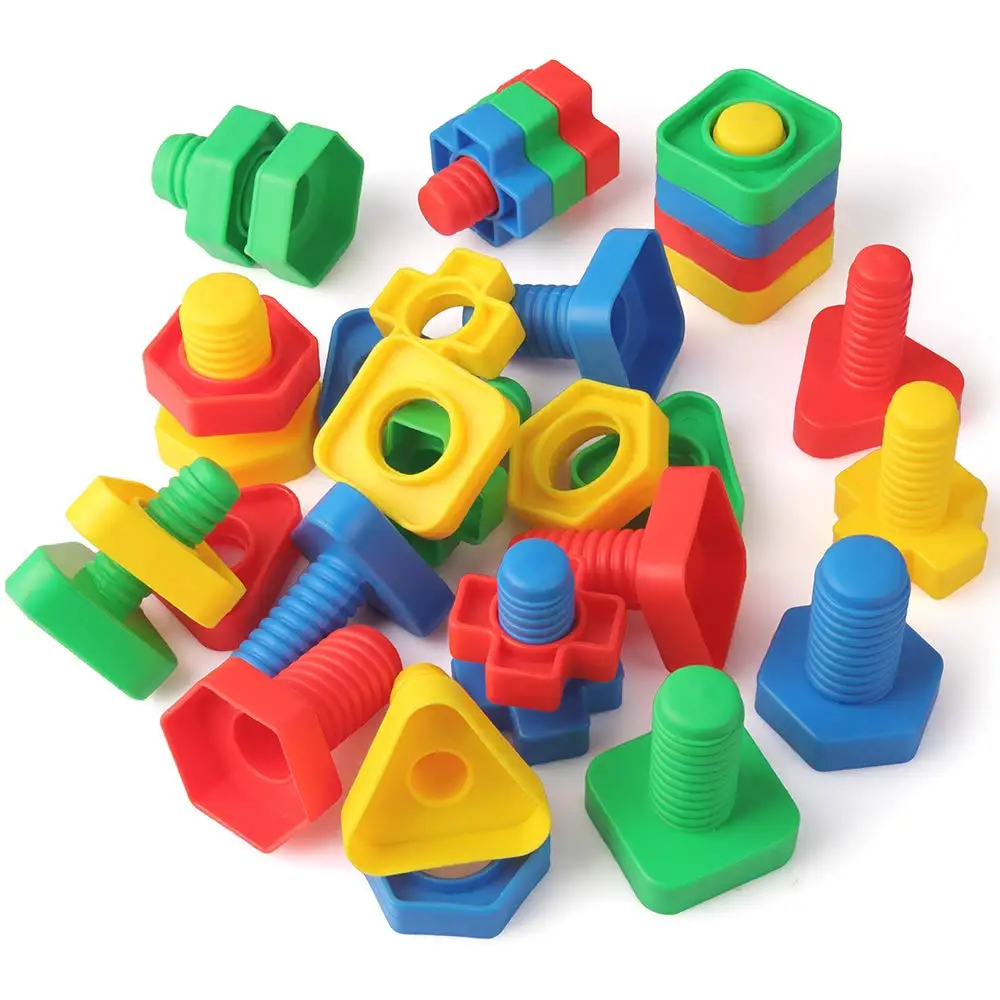 Cheap 32 PCS Jumbo Nuts and Bolts Set Shapes and Colors Matching Toys Occupational Therapy Tools Screw Nut Toy