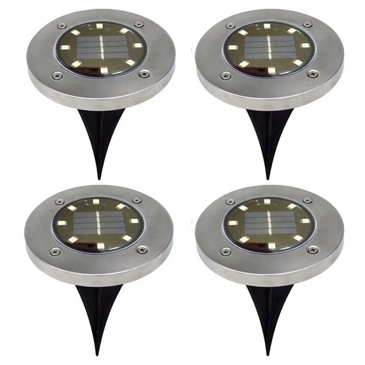 outdoor ground solar lawn stainless steel grass 8 led light