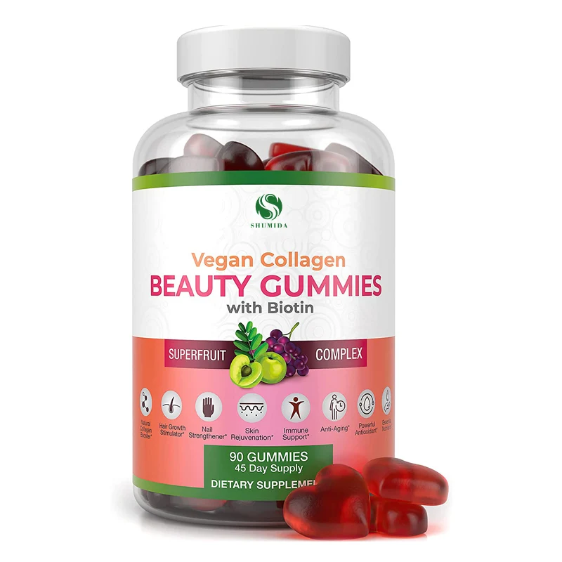 OEM ODM Beauty Product Multivitamins Skin Hair Nail Gummy Vegan Collagen Biotin Gummy