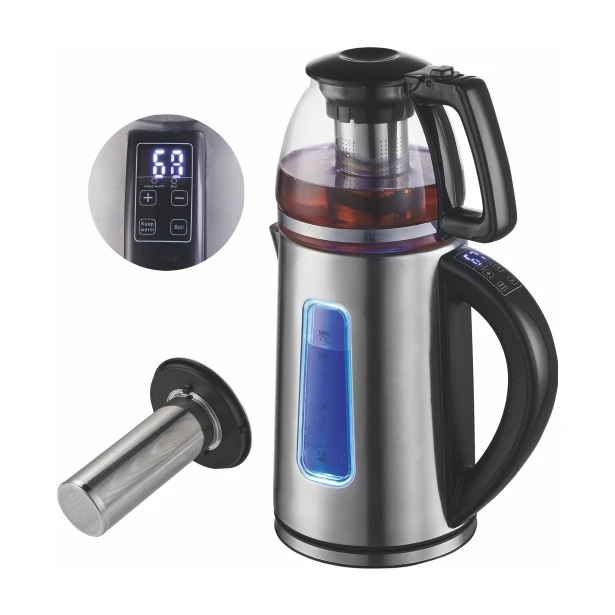 Popular Electric Kettle 2.2l Double Tea Pot Glass Tea Maker with Extra a Tea Filter Can Use as a Single Digital Kettle