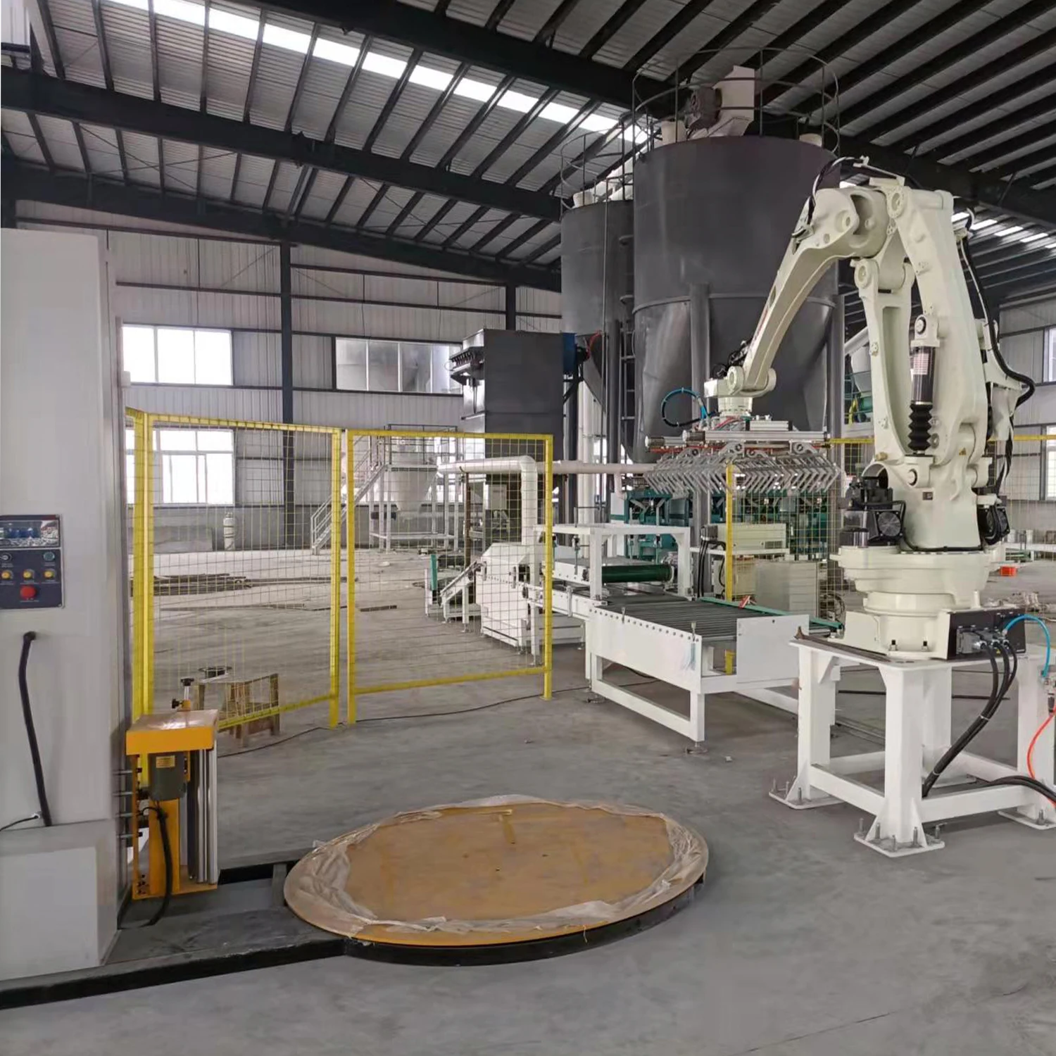 Zhengxia Palletizing 20kg Seed Rice Cement Bags Wood Pellets Automatic Double Packaging Line Robot 25kg 50kg Bags Palletizer