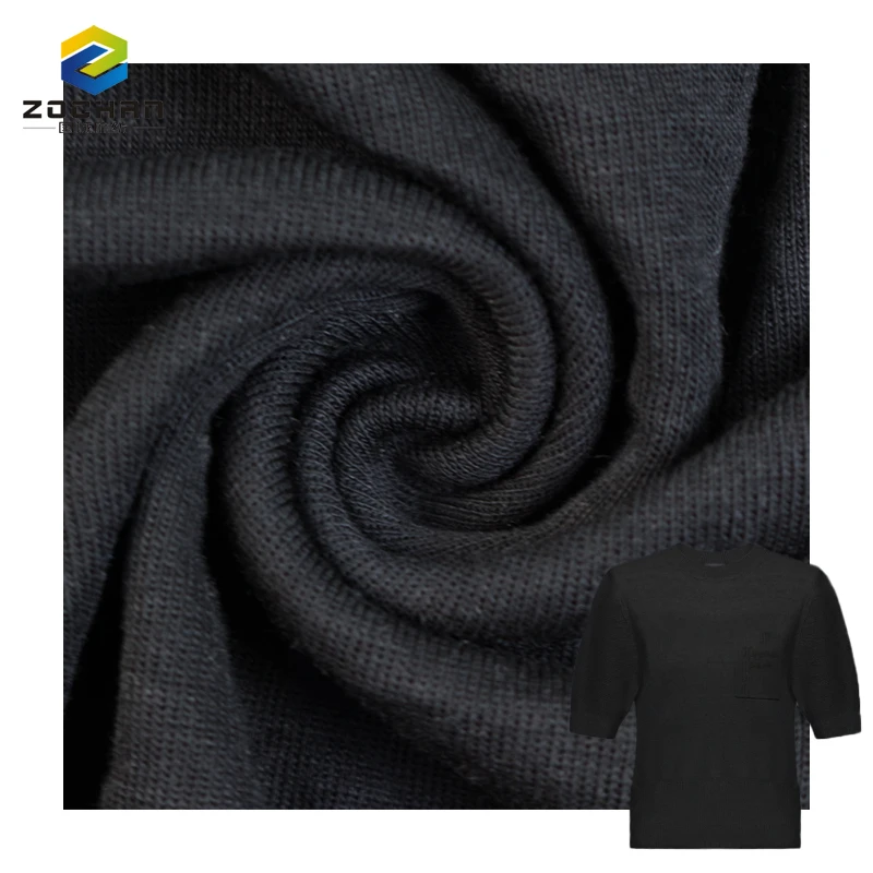 Wholesale180g wool 80%acrylic 20%wool 1*1 rib knitting Double Faced fabric for winter women undershirt