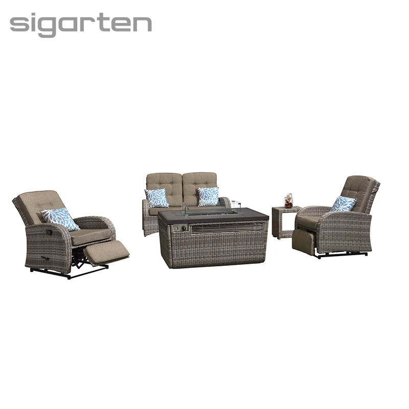 Высококачественная мебель Foshan для сада, улицы, патио, ротанговый диван, металлическая Бездымная газовая яма с пропаном