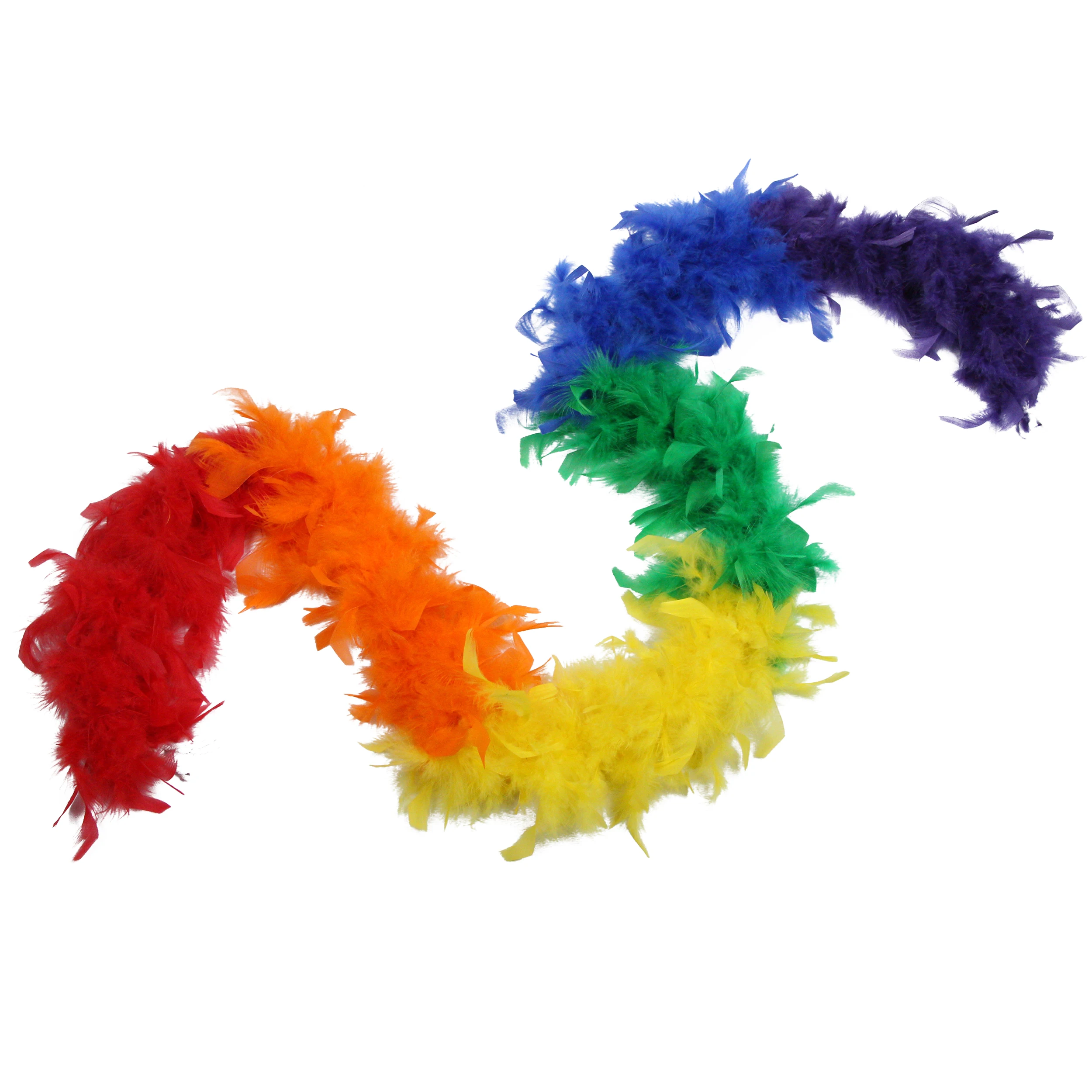 Wholesale Cheap Rainbow Sectioned Turkey Feather Boa For Cloth Decoration