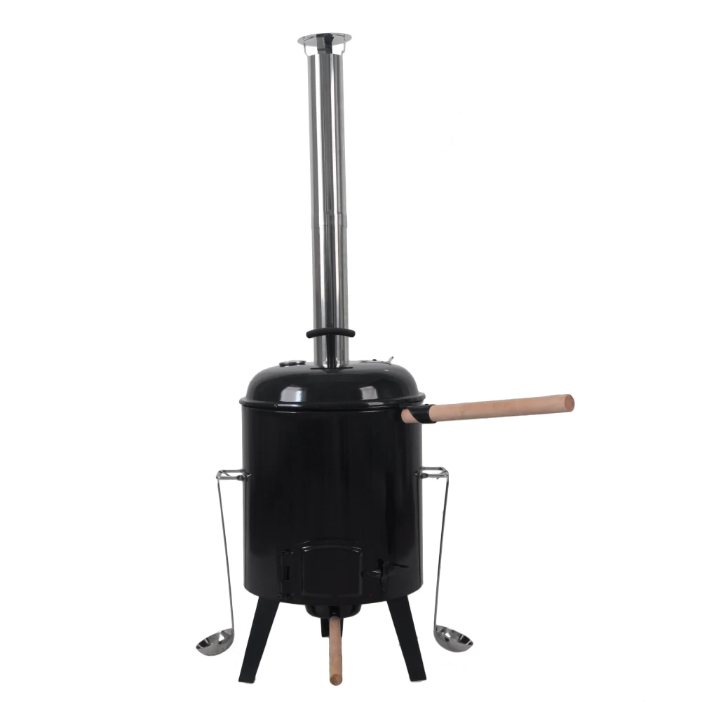 SEJR 17L Enamel Steel Boiler with BBQ outdoor Kitchen Soup Boiler  Stew Pot  Stove Burner Stand With Lid Camp Oven