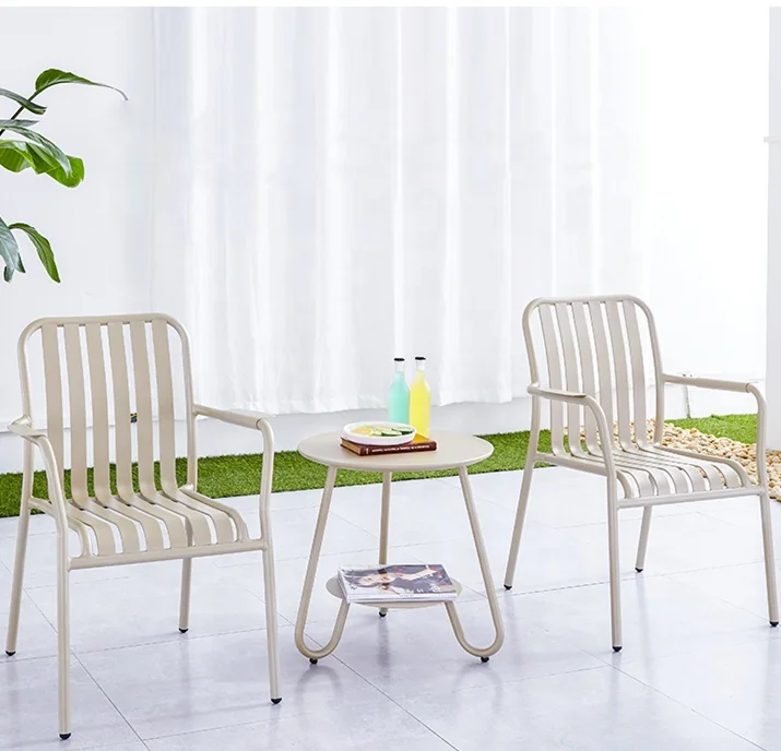 Modern outdoor aluminum balcony, garden furniture, metal table and chair set