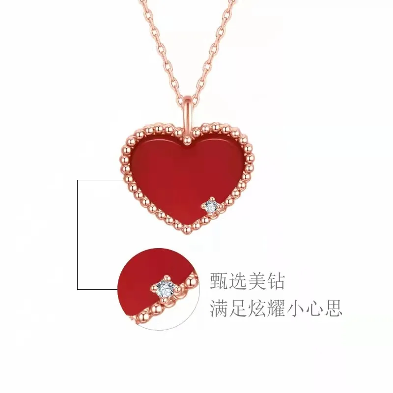 Gold Jewelry Pure 18K Gold Diamond Love Pendant Au750 Heart Shaped Necklace Bride Engagement Wedding Gift